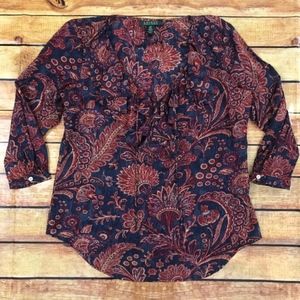Lauren Ralph Lauren Ruffled Paisley Blouse